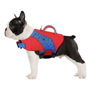 Dog Life Jacket with High Buoyancy, Reflective Strips, Rescue Handle, Small Blue